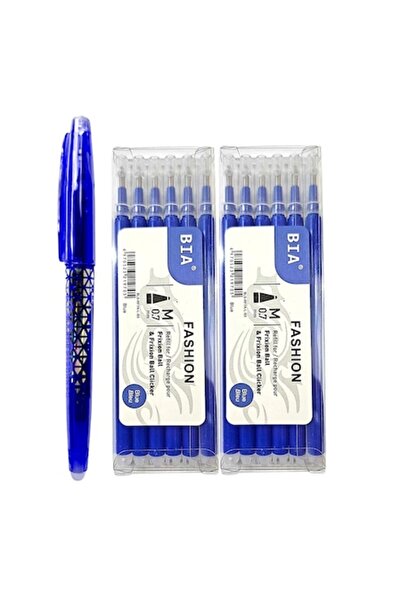 victiny Set of Roller Pens with Eraser 0.7mm and 12 Refills, Blue, Bia