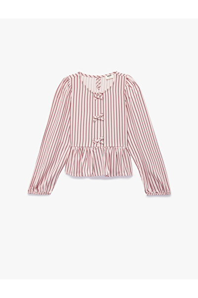 Koton بلوزة فيسكوز مخطط باللون الوردي للبنات