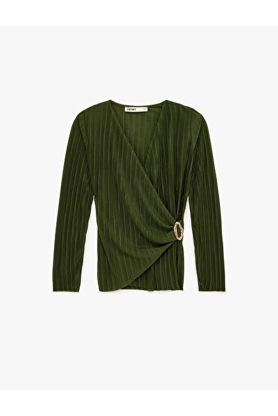 Koton Women'S Green Pleated Blouse