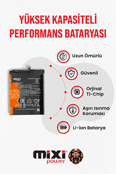 mixipower NOTE 8 PRO Uyumlu Tam Kapasite Batarya 1 Yıl Garantili