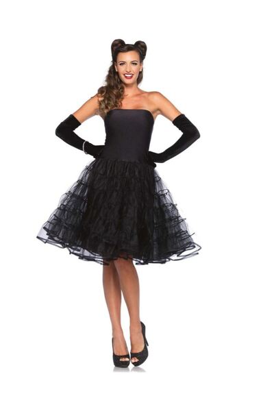 Leg Avenue Rochie neagra din lycra cu fusta din tulle Marime : S/M