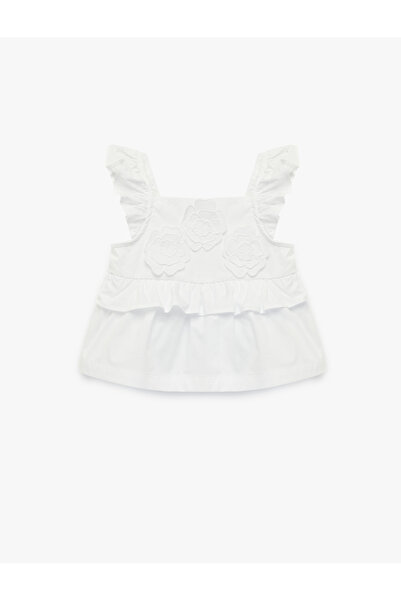 Koton بلوزة بيضاء بأكمام قصيرة للرضيعة