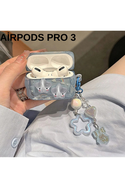 KVK PRİVACY Pro 3. nesil uyumlu Premium Mavi Yıldız Işıltılı Kulaklık Kılıfı