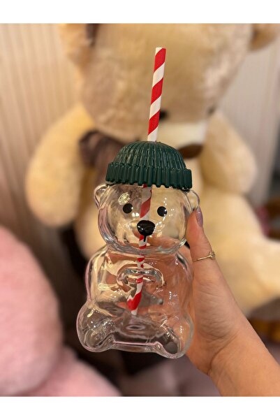 Goggy Bear Sevimli Pipetli Cam Ayıcık Bardağı