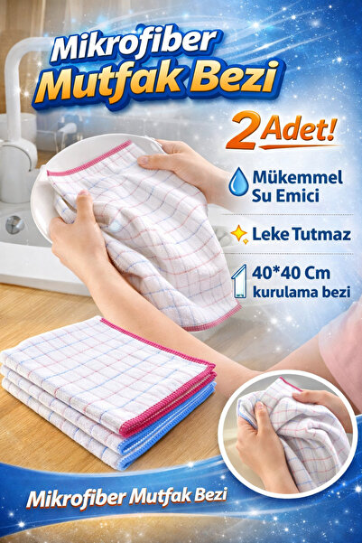 Manosta 2’li Ultra Emici Mikrofiber Temizlik Bezi 40x40cm İz Bırakmaz, Leke T...