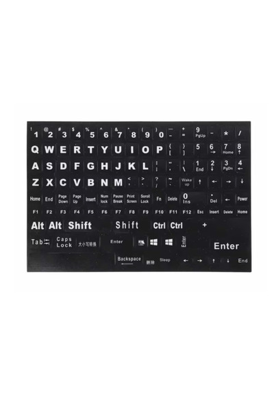 OEM Αυτοκόλλητο πληκτρολογίου ENG (ΗΠΑ) σε μαύρο, εκτεταμένο, συμπεριλαμβανομ...