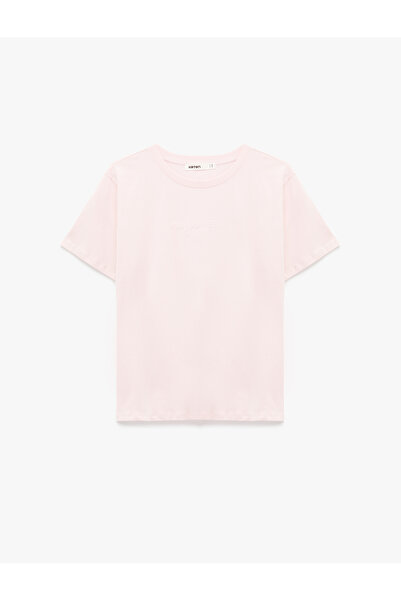 Koton تيشيرت نسائي وردي بأكمام قصيرة