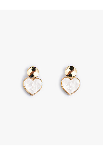 Koton Women'S White Heart Earrings