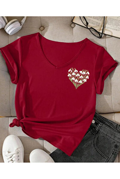 SUNFREE Mix Flowers Printed V-Neck Cotton Combed Cotton Short Sleeve Women's ...