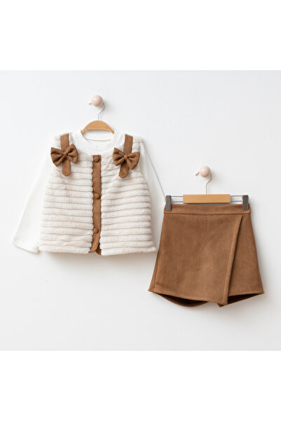 My Lusa baby wear Girl's 3-Piece Set with Plush Vest, Suede Shorts, and Skirt...