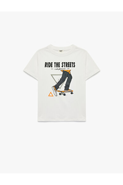 Koton T-Shirt Short Sleeve Skateboard Printed Crew Neck Cotton