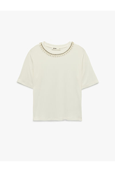 Koton تيشيرت نسائي مزين باللؤلؤ