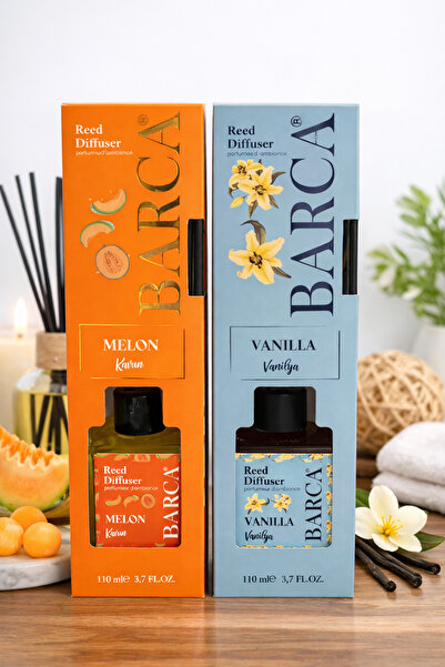Barca Reed Diffuser Çubuklu Oda Kokusu 2’li Set Vanilya + Kavun 110 ml + 110 ml