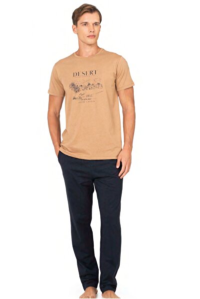 Pierre Cardin Cotton, Men's T-Shirt & Pajama Set, Desert Print, Short Sleeve,...