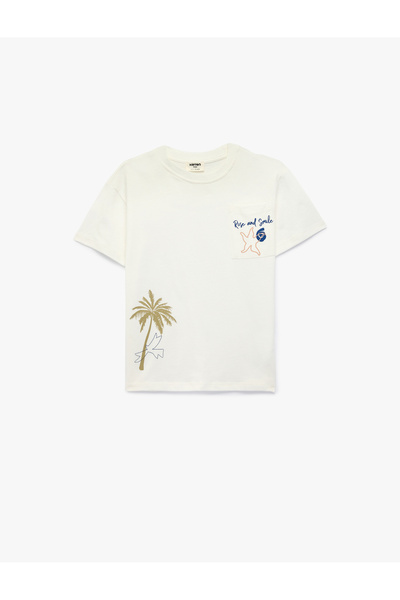 Koton Boy'S Ecru Printed T-Shirt