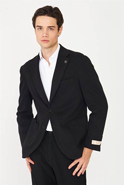 White Stone Black Classic Cut Blazer Jacket