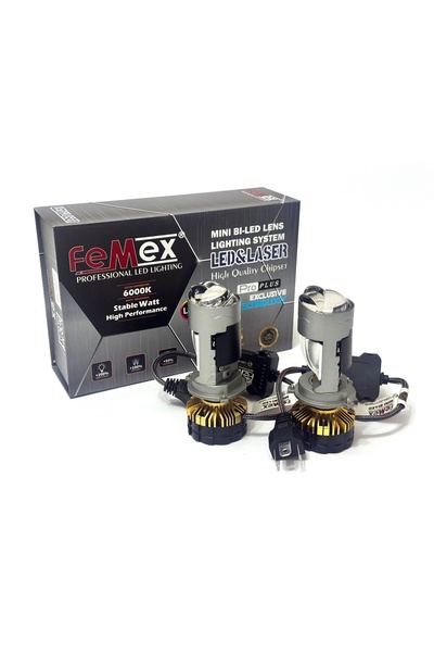 FEMEX H4 Pro Plus Exclusive Mini Bi-Led + LASER Kendinden Mercekli Selektör A...