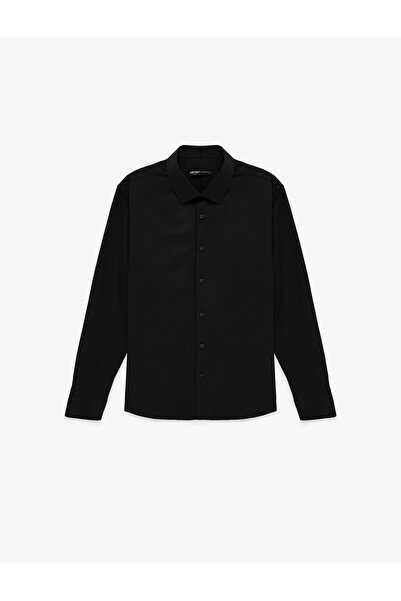 Koton Men'S Black Men'S Shirts Ls Bsc