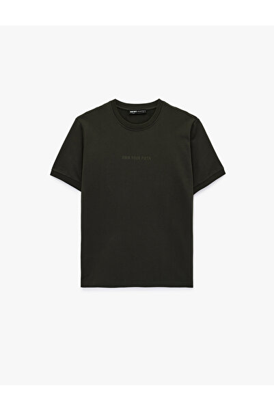 Koton تيشيرت رجالي مطبوع بلون الكاكي