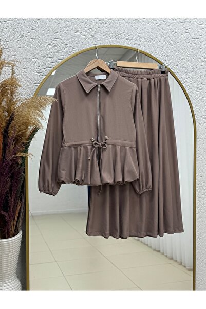 BENAHOLL Asmin Beli Tunnel Bottom Balloon Skirt Set-As098 Mink