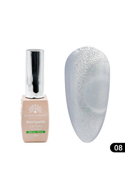 global fashion Semi-permanent cat eye nail polish Rose Sparkle 8 ml, 08