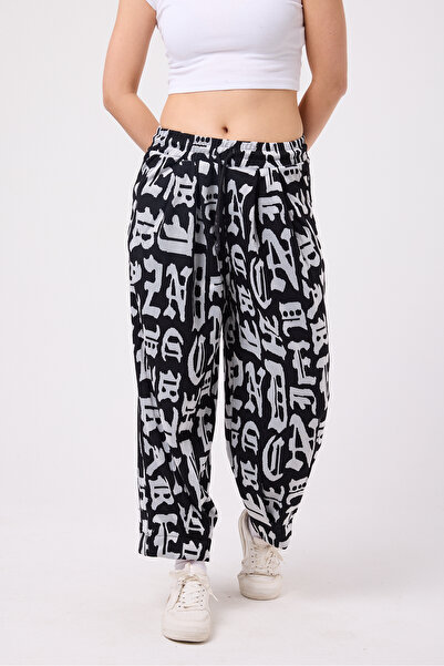 Superbluemexico Women's Street Style Baggy Trousers with Cuff Detail