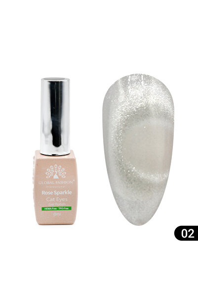 global fashion Set de 3 unități: Ojă semipermanentă ochi de pisică Rose Spark...