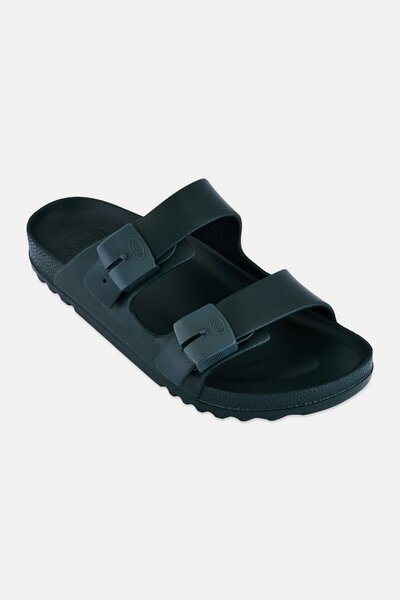 Scholl Men Bahia Bioprint Adjustable Buckle Slides, Dark Green