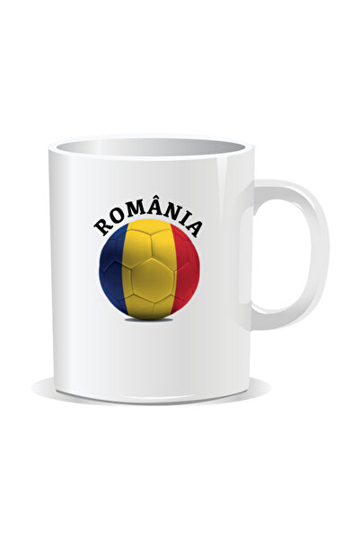 OEM Personalized mug with messages for Romanian fans, Tricolor soccer ball