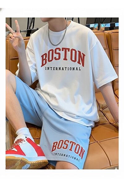 COMANCHERO Unisex Boston Printed T-Shirt and Shorts Top and Bottom Set