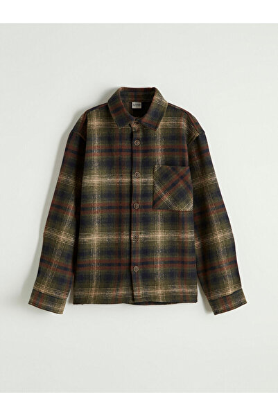 LC Waikiki Rmz Gi̇yi̇m Farki̇yla Checkered Embroidered Boys' Lumberjack Shirt