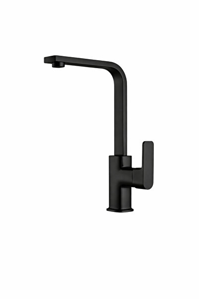 DELEN YAPI Mat Siyah L Tipi Mutfak Bataryası – Modern Tek Kollu Yüksek Gövdel...