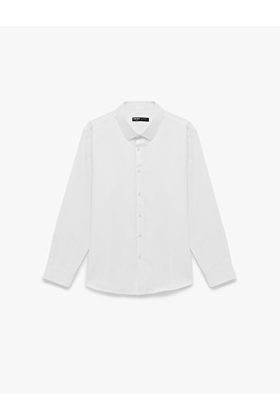 Koton Men'S White Half Italian Neck Shirt