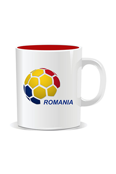 OEM Personalized mug with messages for Romanian fans, tricolor soccer ball wi...