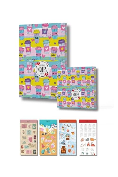 Vivago Art Set de caiete cu design cu model cafea - Blocnotes cu linii - 4 ca...