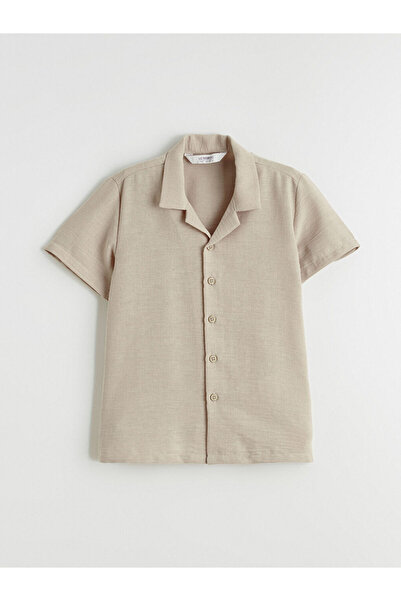 LC Waikiki Μπεζ κοντομάνικο αγορίστικο πουκάμισο