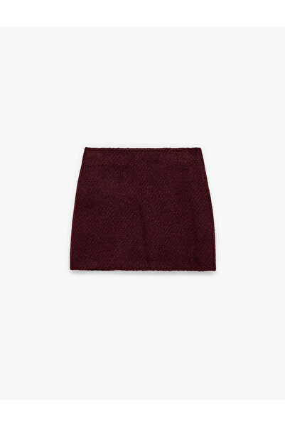 Koton Women'S Bordeux Mini Tweed Skirt