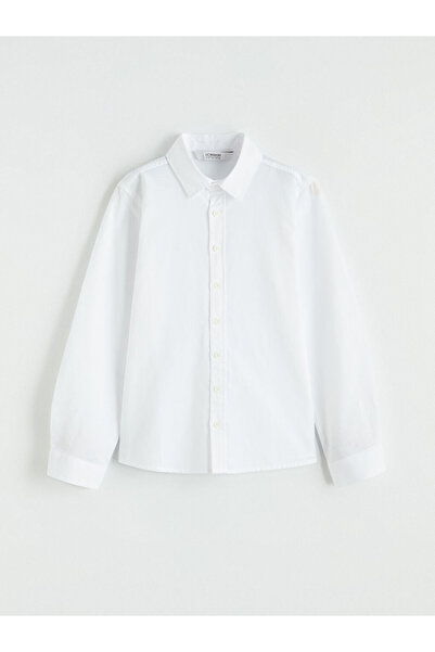 LC Waikiki GiyÇık Store Λευκό μακρυμάνικο πουκάμισο Oxford για αγόρια