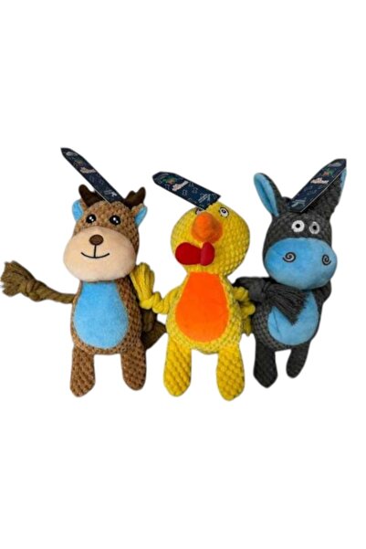 FOXMAG24 Комплект от 3 плюш играчки за кучета, Животни, различни цветове
