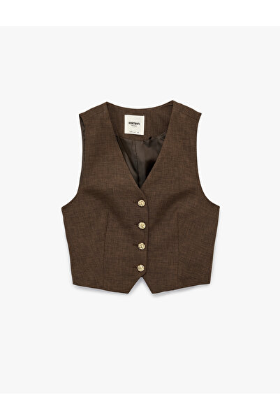 Koton Women'S Brown Sleeveless Vest
