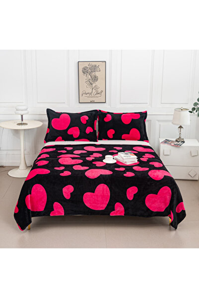 FIONNA.RO Patura Cocolino + 2 Fete De Perna - Neagra Cu Inimioare