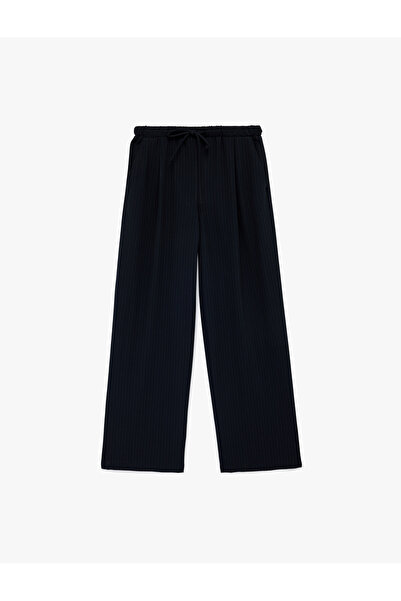 Koton Women'S Navy Stripe Wide Leg Pants