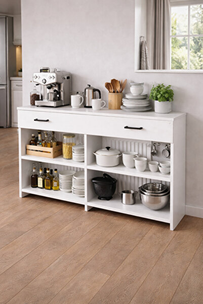 bangu Petek Üstü Kahve Köşesi Dolabı ( Derinlik 47 cm ) Çok Amaçlı Kahve Stan...