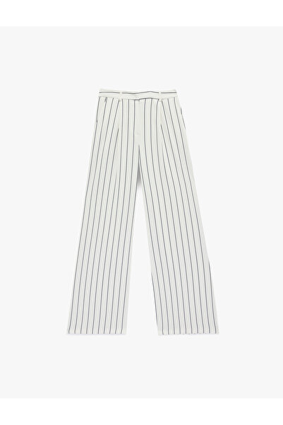 Koton Women'S Navy Stripe Wide Leg Pants