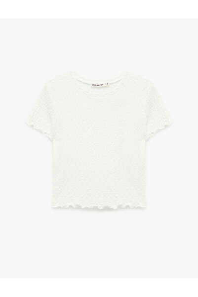 Koton Women'S Ecru Crop T-Shirt