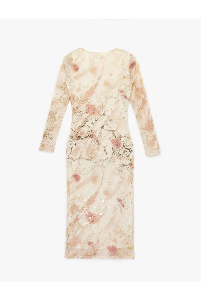 Koton Women'S Pink Design Patterned Bodycon Dress
