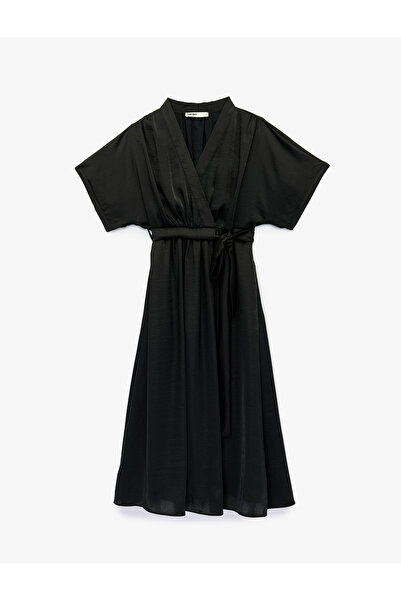 Koton Women'S Black Midi Satin Dress