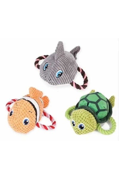 FOXMAG24 Set de 3 jucării de pluș pentru câini, diverse animale marine