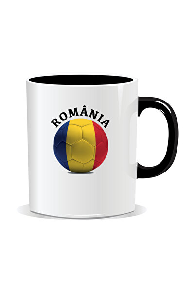 OEM Personalized mug with messages for Romanian fans, Tricolor soccer ball