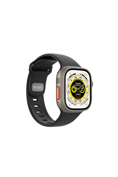 WIWU Watch 44mm Uyumlu Wi-WB0201 Comf Secur Serisi Spor Silikon Kordon Siyah